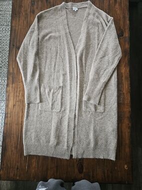 Celia Cozy Open-Front Women’s Cardigan Sweater in Taupe Size Medium Oversized